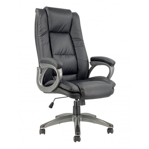 Lisboa Black Faux Leather Desk Chair with Wheels, 65.5x72x115/122.5 cm