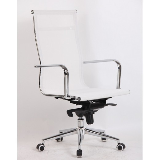 White/Silver Nevada Fabric and Metal Desk Chair with Wheels, 65x68x110/120 cm