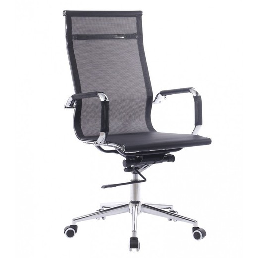 Odesa Black Fabric and Metal Desk Chair with Wheels, 54'5x65x105/115 cm