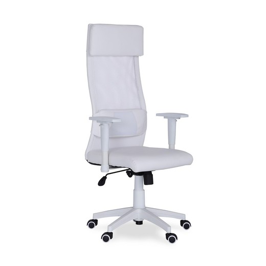 Witte kunstleren bureaustoel, 70 x 70 x 120/128 cm | luchtstroom