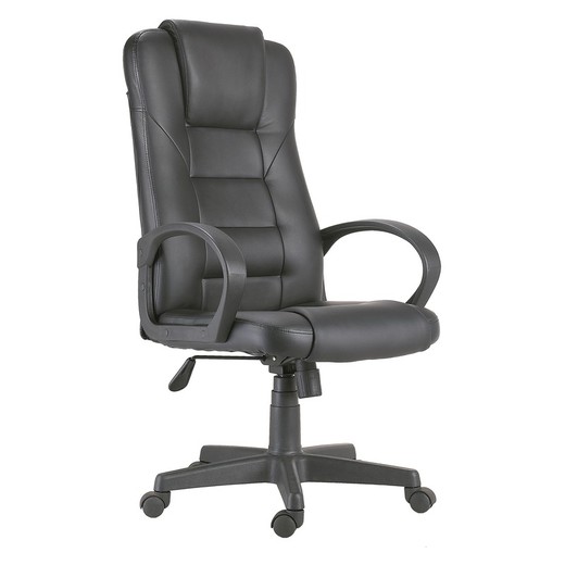 Cadeira secretária em pele sintética preta, 64 x 64 x 118/126 cm | Henrique