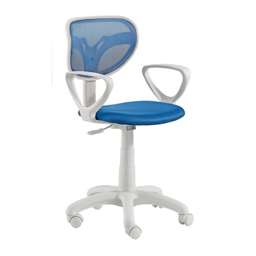Blå/vit skrivbordsstol i tyg, 56 x 56 x 93/105 cm | Rör