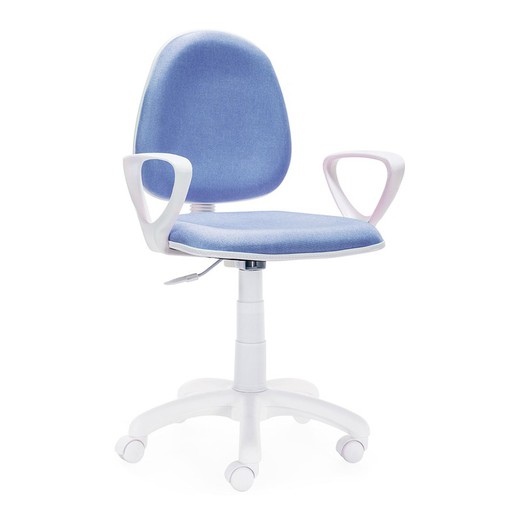 Skrivebordsstol i blå og hvid stof, 54 x 54 x 79/91 cm | Delfin