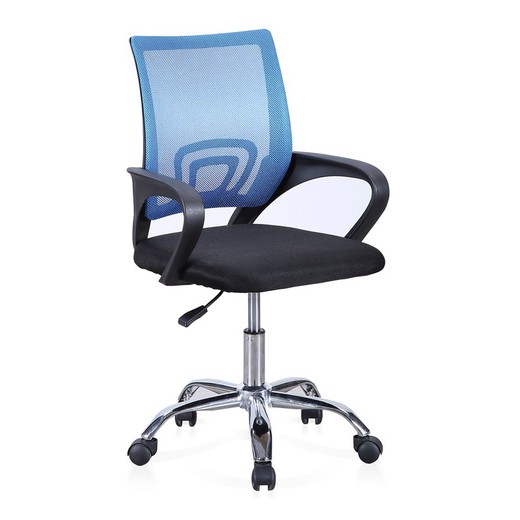 Cadeira de secretária em tecido azul e preto, 60 x 60 x 90/102 cm | vida