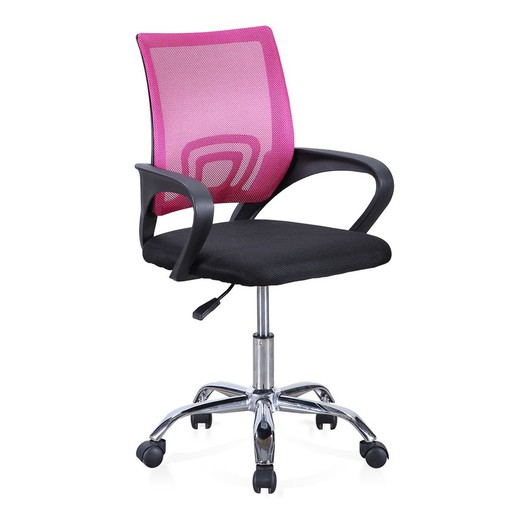 Καρέκλα γραφείου σε ροζ και μαύρο ύφασμα, 60 x 60 x 90/102 cm | ΖΩΗ