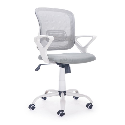 Cadeira secretária em tecido cinzento/branco, 64 x 64 x 93/101 cm | Brisa