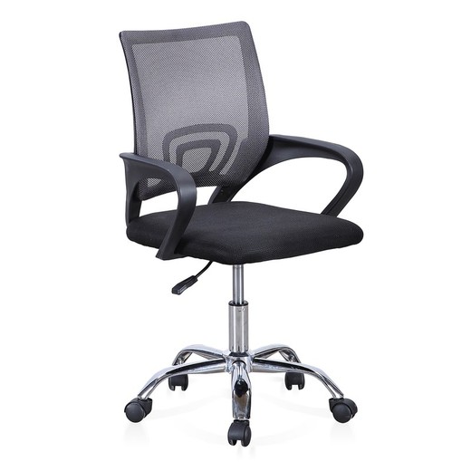 Chaise de bureau en tissu gris/noir, 60 x 60 x 90/102 cm | La vie