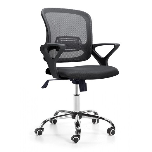 Zwart/zilverkleurige stoffen bureaustoel, 64 x 64 x 93/101 cm | Breeze