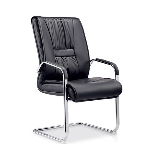 Καρέκλα γραφείου χωρίς ρόδες Flanders από συνθετικό δέρμα και μαύρο μέταλλο, 57x64x100 cm
