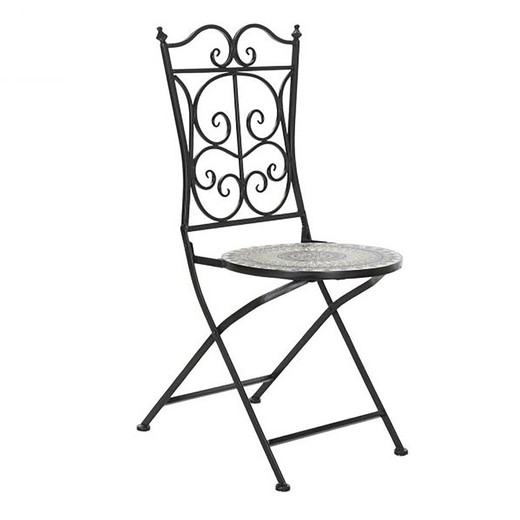 Cadeira de ferro forjado e cerâmica, 39x50x93cm