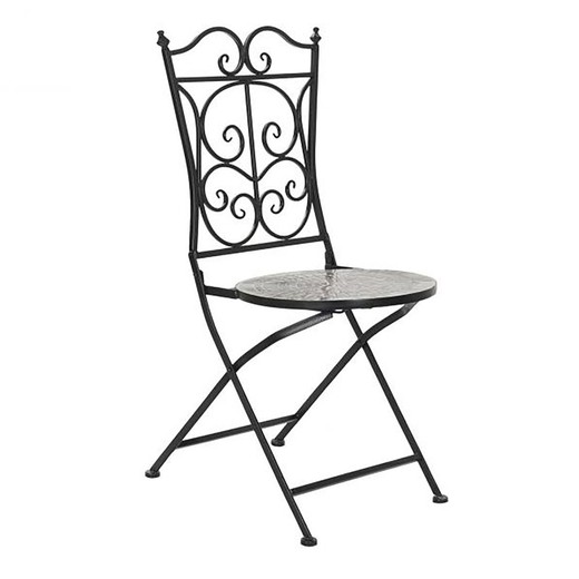 Wrought Iron and Ceramic Chair, 39x50x93cm
