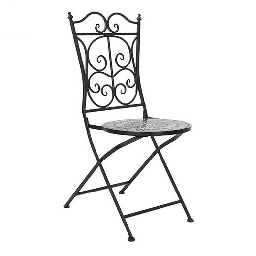Chaise en fer forgé et céramique, 39x50x93cm