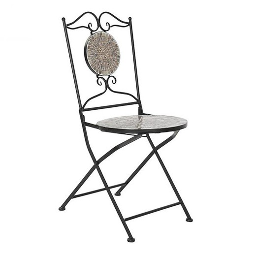 Stuhl aus Schmiedeeisen und Keramik, 42x50x90cm