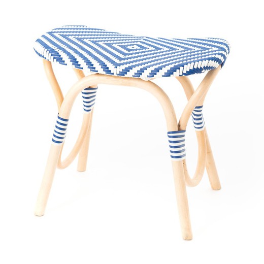 Cadeira de jardim bistrô de vime natural/azul, 50x30x50cm