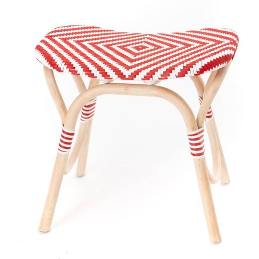 Cadeira de jardim bistrô de vime natural/vermelho, 50x30x50cm
