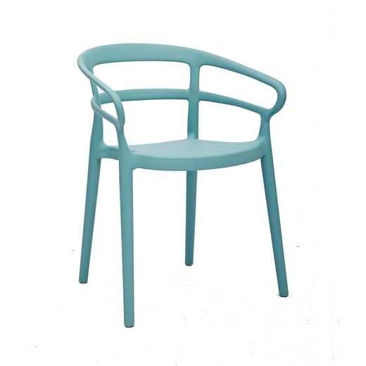 Krzesło ogrodowe z ramionami z polipropylenu w kolorze akwamarynowym, 57 x 52,5 x 76,5 cm | Surfować