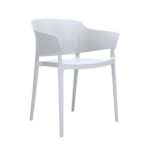 Krzesło ogrodowe z ramionami z polipropylenu w kolorze białym, 56 x 52,5 x 78 cm | Roy
