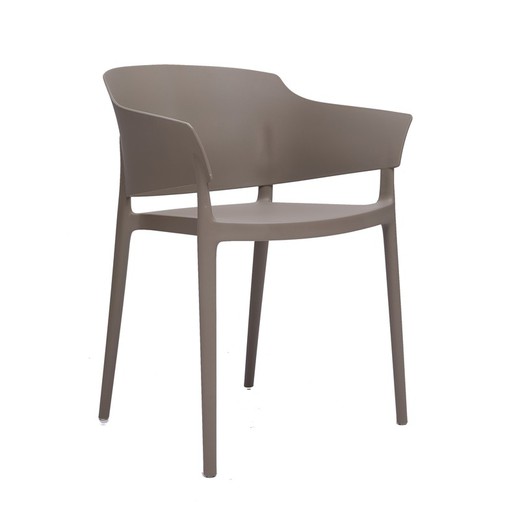 Krzesło ogrodowe z ramionami z polipropylenu w kolorze taupe, 56 x 52,5 x 78 cm | Roy