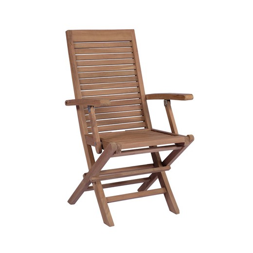 Garden chair with folding arms in teak wood in honey, 62 x 56 x 98 cm | Mati