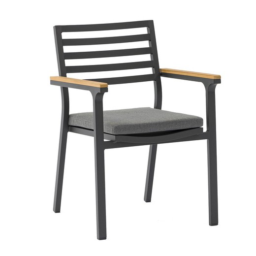 Aluminiowe krzesło ogrodowe w kolorze antracytu, 56,5 x 56 x 83,5 cm | Broome
