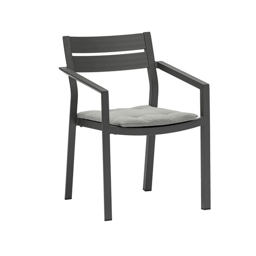 Trädgårdsstol i aluminium i antracit och mellangrå, 56 x 58 x 79 cm | Boori