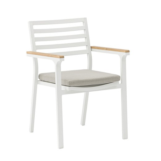 Aluminiowe krzesło ogrodowe w kolorze białym, 56,5 x 56 x 83,5 cm | Broome