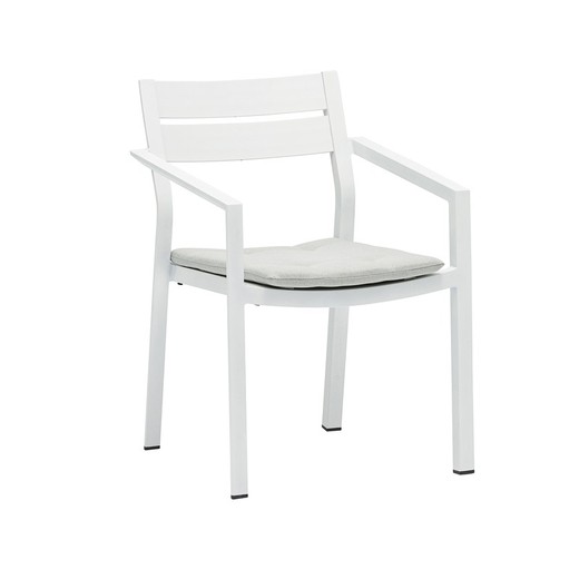 Καρέκλα κήπου αλουμινίου σε λευκό και ανοιχτό γκρι, 56 x 58 x 79 cm | Boori