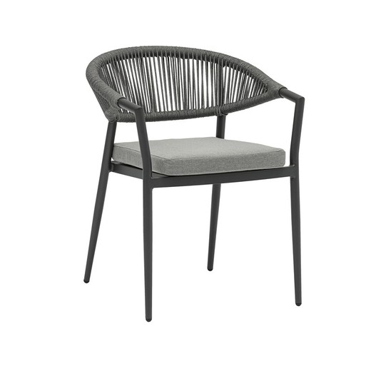 Καρέκλα κήπου από αλουμίνιο και σχοινί ολεφίνης σε ανθρακί και μεσαίο γκρι, 57 x 60,5 x 76,5 cm | Ρος