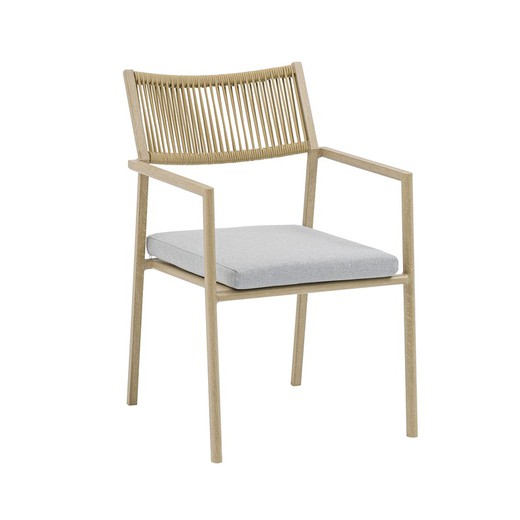 Krzesło ogrodowe z aluminium i olefiny w kolorze naturalnym, 54 x 62,5 x 83 cm | Harmonia