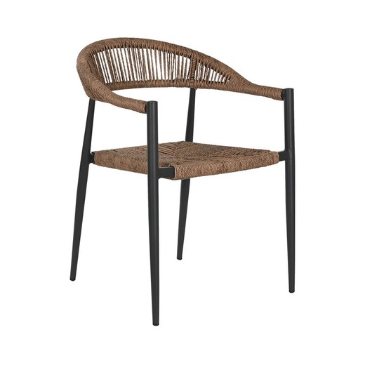 Krzesło ogrodowe z aluminium i rattanu w kolorze brązowym i czarnym, 56 x 60 x 78 cm | Strona morska