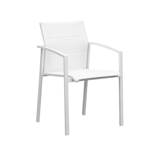 Gartenstuhl aus Aluminium und Textilene in Weiß, 57 x 58 x 86 cm | Orick