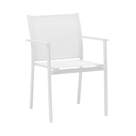 Καρέκλα κήπου από αλουμίνιο και ύφασμα σε λευκό, 57 x 60 x 84 cm | Adin