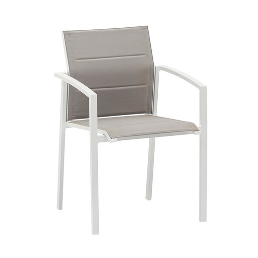 Καρέκλα κήπου από αλουμίνιο και ύφασμα σε λευκό και γκρι, 57 x 58 x 86 cm | Όρικ