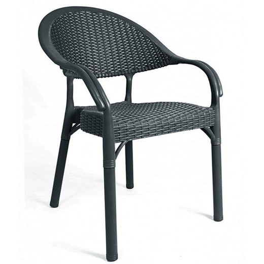 Cadeira de jardim em polipropileno cinza antracite, 59 x 55 x 84 cm | Torremolinos