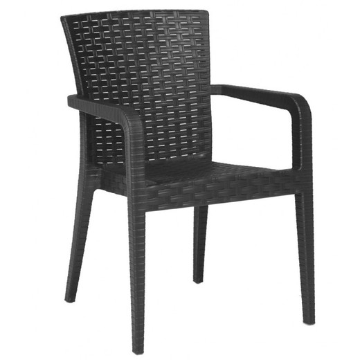 Cadeira de jardim Jazmin de plástico cinza antracite, 57x58x87 cm