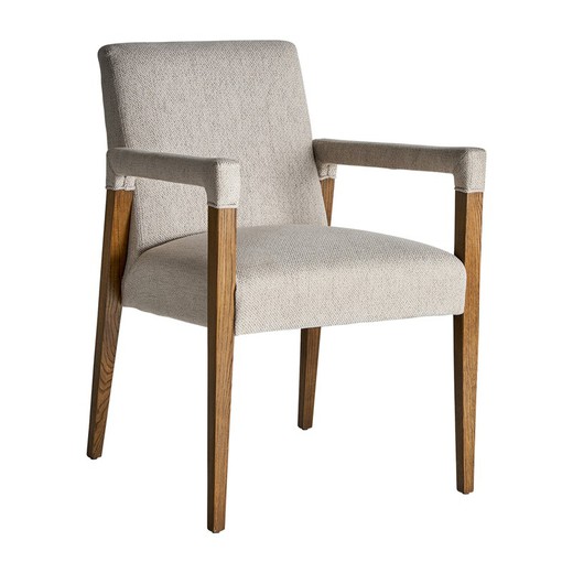 Chaise en lin crème Baena, 65x59x85cm