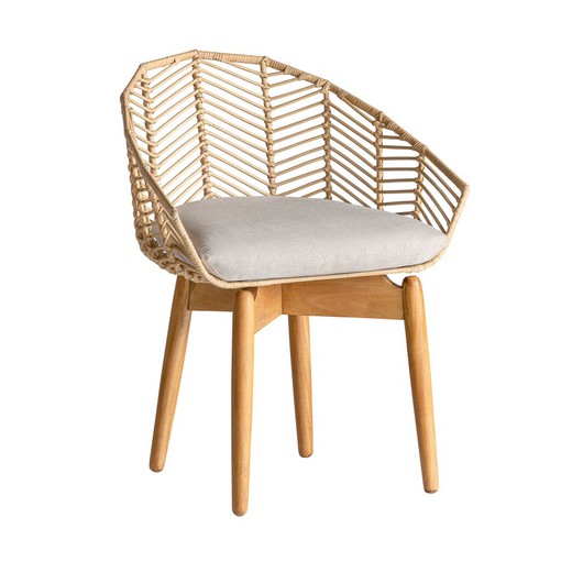 Mahogany Plissé Wood Chair, 60x57x76cm