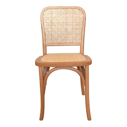 Καρέκλα από ξύλο και φυσικό rattan, 45 x 51 x 93 cm | Τοσκάνη