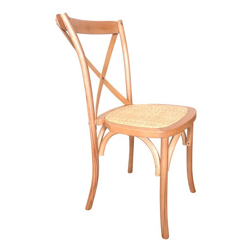 Καρέκλα από ξύλο και φυσικό rattan, 48 x 52 x 89 cm | Προβηγκία