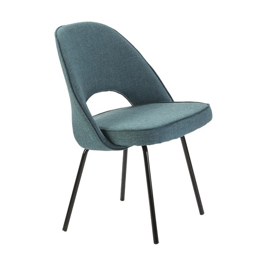 Stuhl aus schwarzem Metall und Stoff, 54x58x80 cm