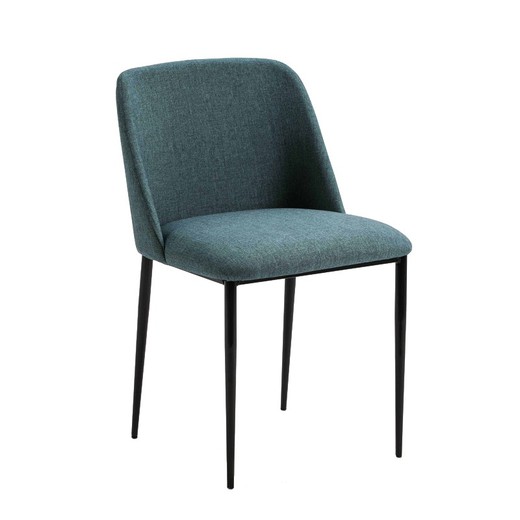 Stuhl aus schwarzem Metall und Stoff, 56x52x77 cm