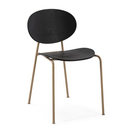 Cadeira de metal preto/dourado, 42x51x78cm