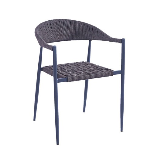 Cadeira de metal e corda marrom e grafite, 57 x 58 x 76 cm | Acompanhar