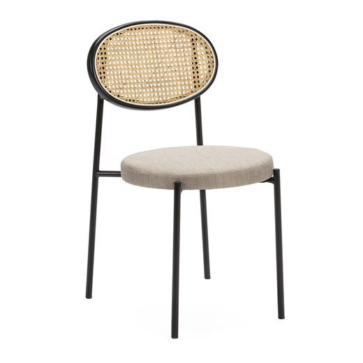 Metal og rattan stol, 44x53x83cm