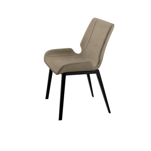 Stuhl aus Metall und Stoff Kiara Beige, 54x56x83cm
