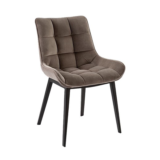 Cadeira de metal e veludo Devany Beige, 57x57x86cm