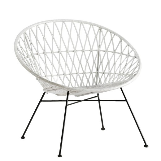 Krzesło wiklinowe w kolorze białym, 73x86x78 cm