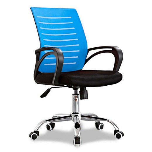 Tilting office chair with blue mesh and black fabric, 53 x 54 x 81/89 cm