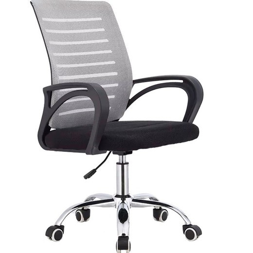 Tilting office chair with gray mesh and black fabric, 53 x 54 x 81/89 cm