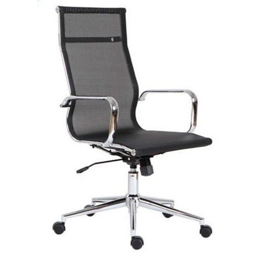 Tilting office chair with black mesh, 56 x 64 x 112/122 cm